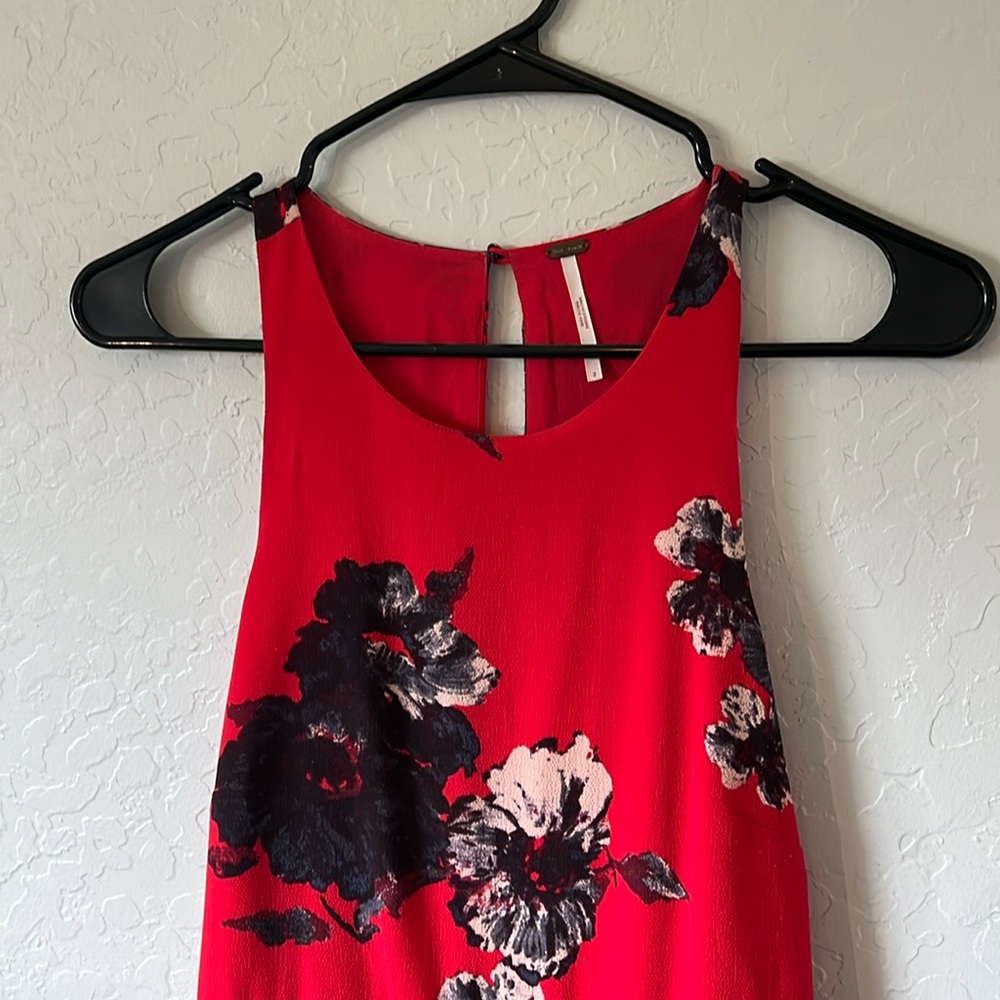 Free People Fit and Flair Red Floral Dress